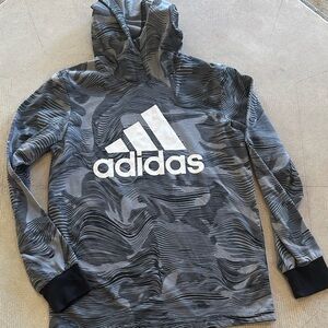 Adidas Black and Gray Patterned Hoodie
